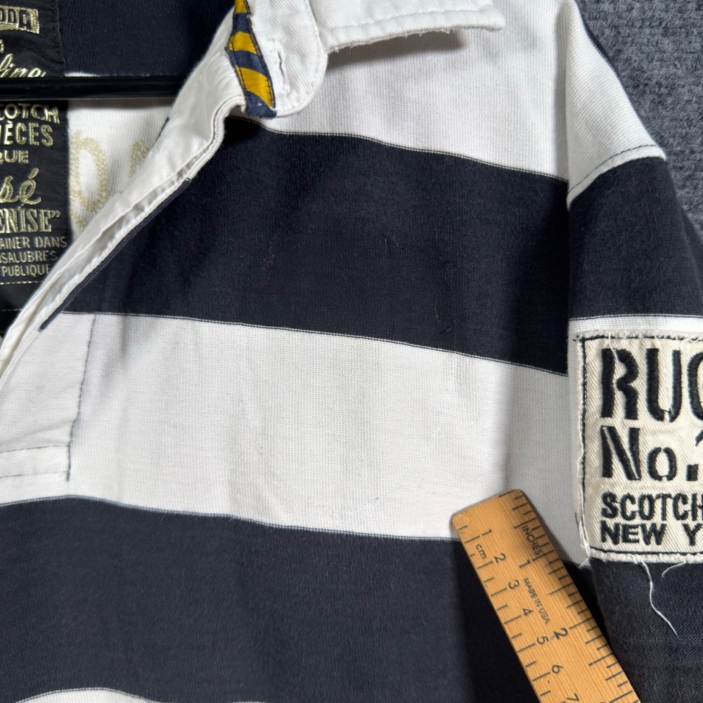 Scotch & Soda Loveline Rugby Shirt Mens XXL Black White Striped - Picture 9 of 12